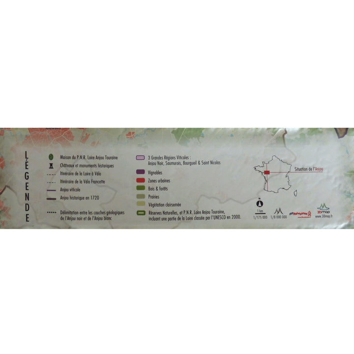 Carte murale en relief - Anjou Viticole et Historique - 61 cm x 41 cm | 3D Map carte relief 3D Map 