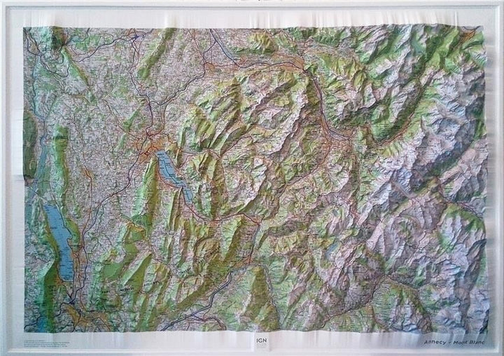 Carte murale en relief - Annecy & Mont Blanc - 113 x 80 cm | IGN carte en relief IGN 