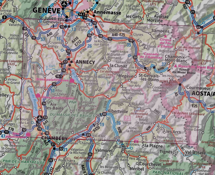 Carte murale en relief - Annecy & Mont Blanc - 113 x 80 cm | IGN carte en relief IGN 