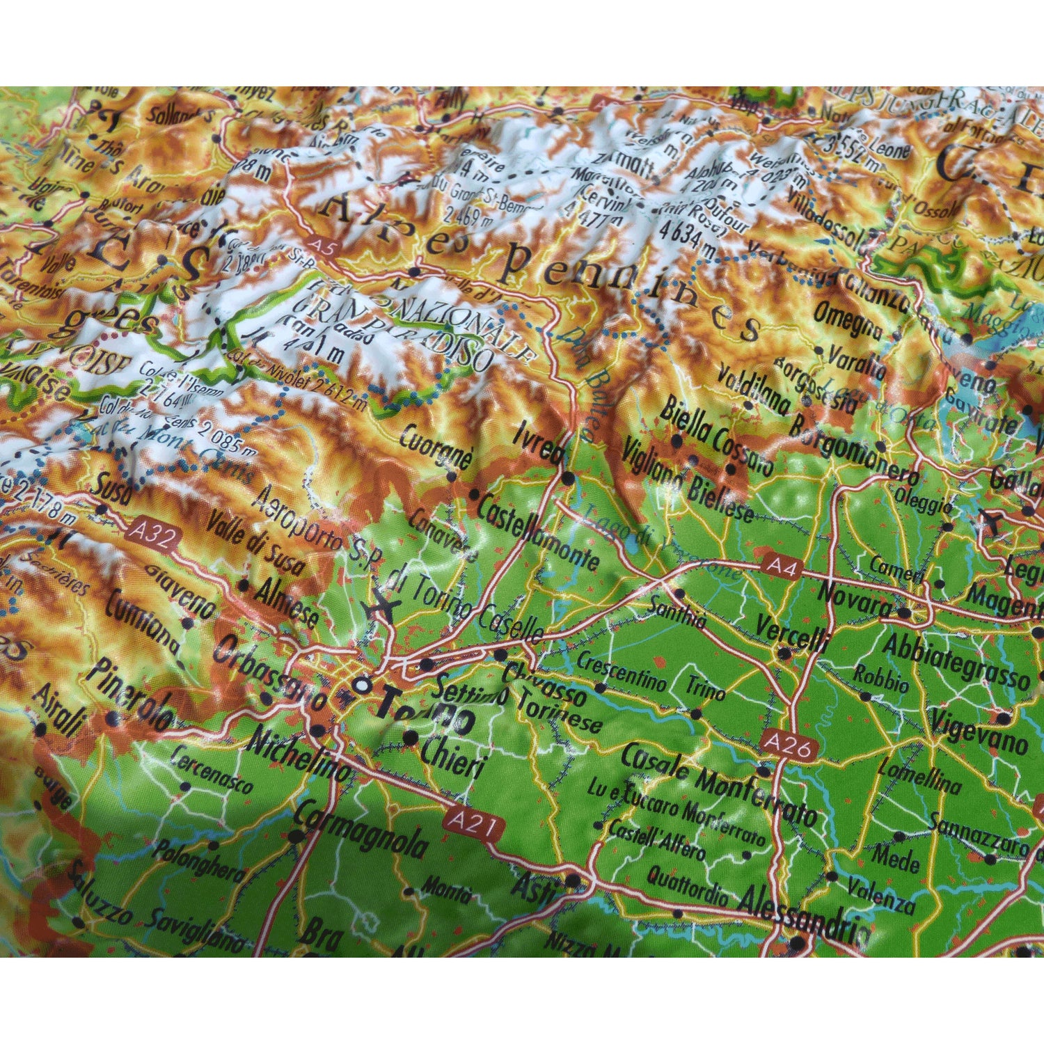 Carte murale en relief - Arc Alpin - 61 cm x 41 cm | 3D Map carte en relief 3D Map
