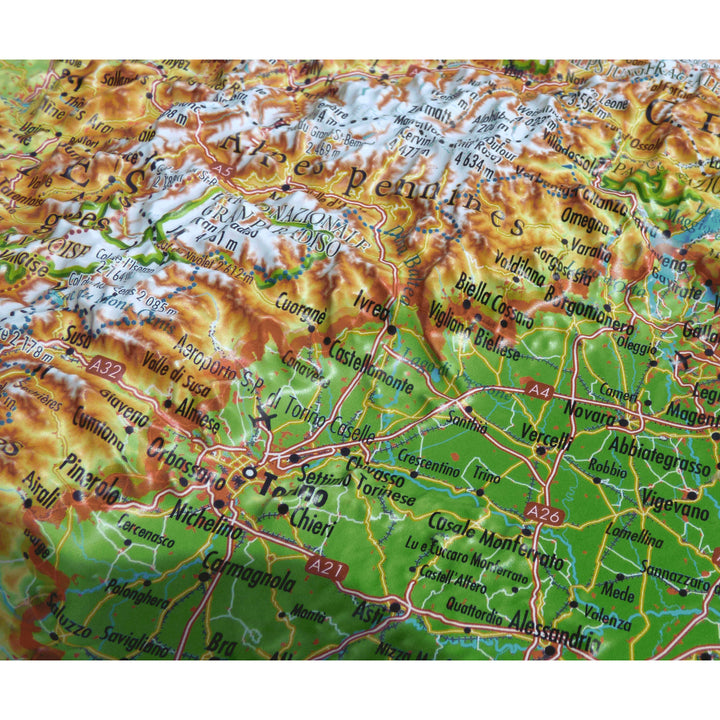 Carte murale en relief - Arc Alpin - 61 cm x 41 cm | 3D Map carte relief 3D Map 