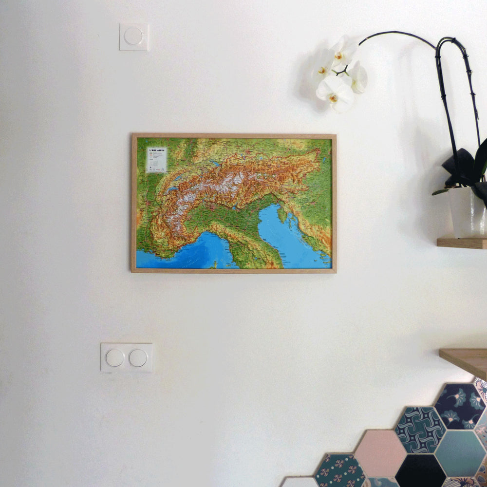 Carte murale en relief - Arc Alpin - 61 cm x 41 cm | 3D Map carte relief 3D Map 
