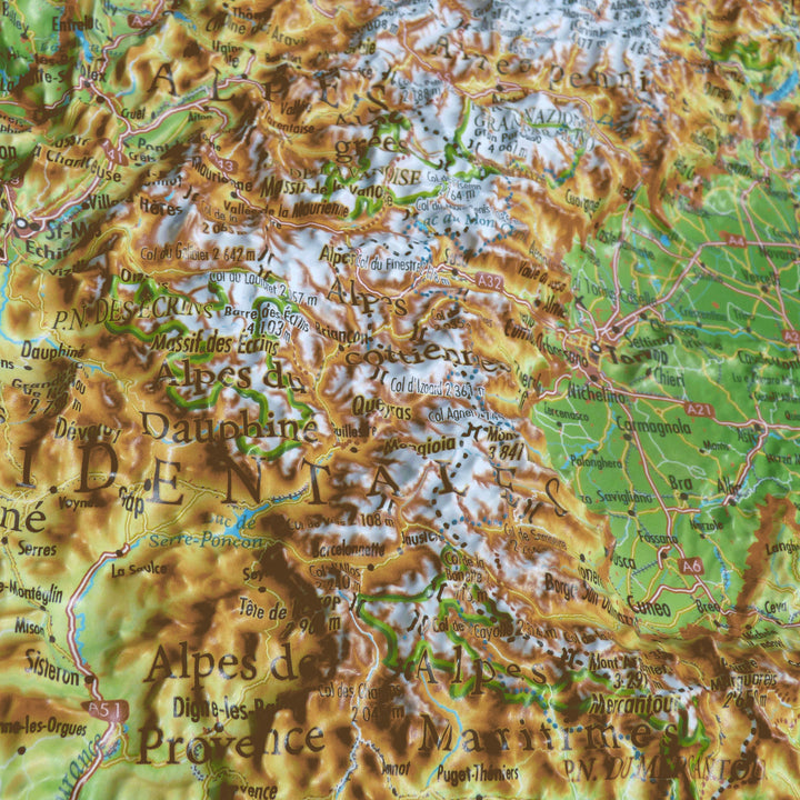 Carte murale en relief - Arc Alpin - 61 cm x 41 cm | 3D Map carte relief 3D Map 