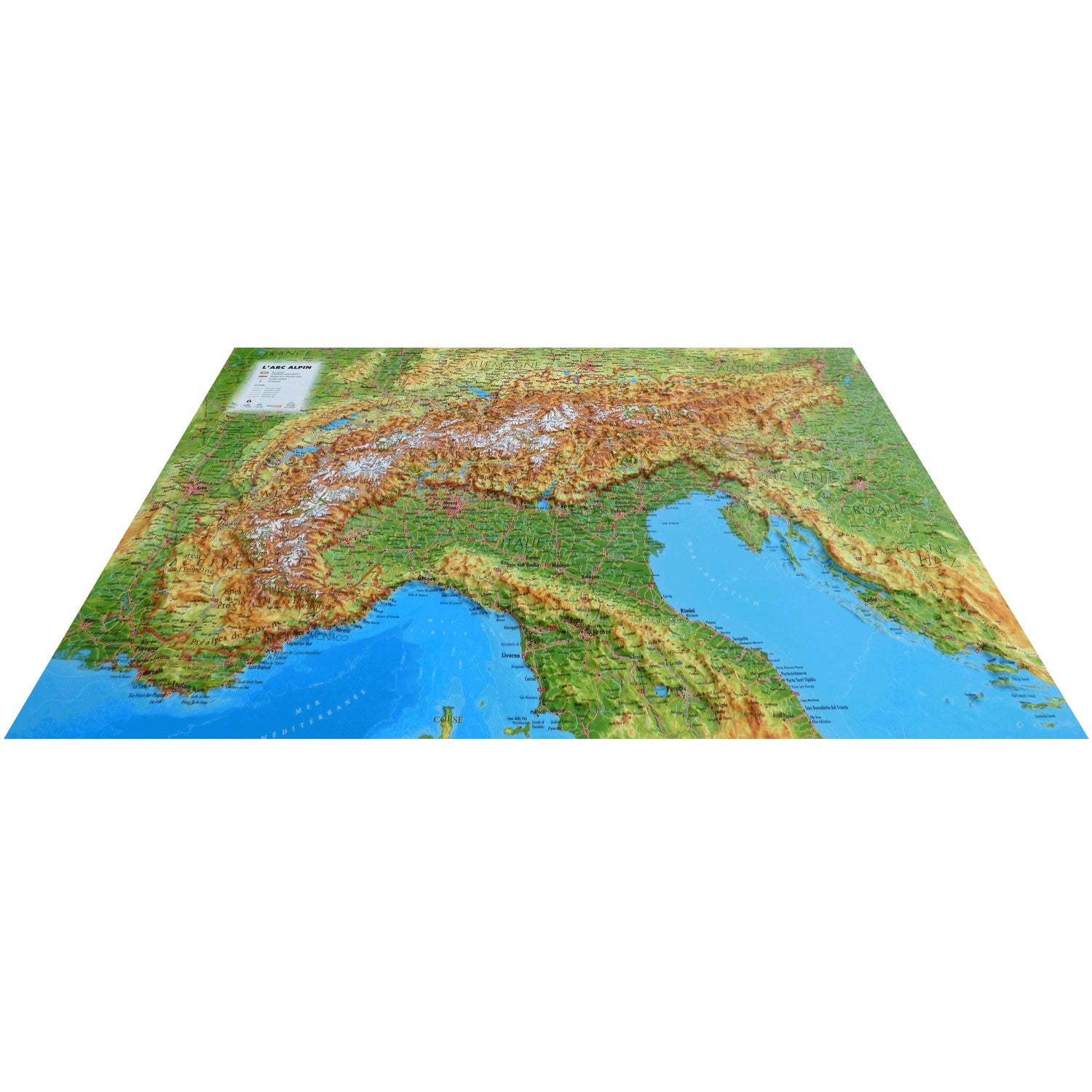 Carte murale en relief - Arc Alpin - 61 cm x 41 cm | 3D Map carte en relief 3D Map