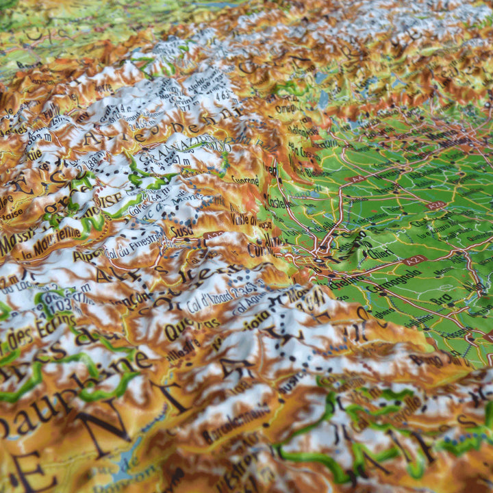 Carte murale en relief - Arc Alpin - 61 cm x 41 cm | 3D Map carte relief 3D Map 