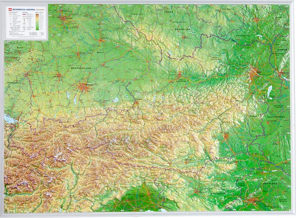 Carte murale en relief - Autriche - 77 x 57 cm | Georelief carte en relief Georelief Sans cadre 