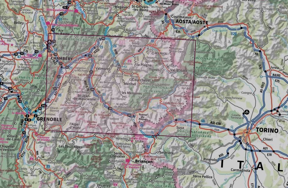 Carte murale en relief - Belledonne & Vanoise - 113 x 80 cm | IGN carte en relief IGN 