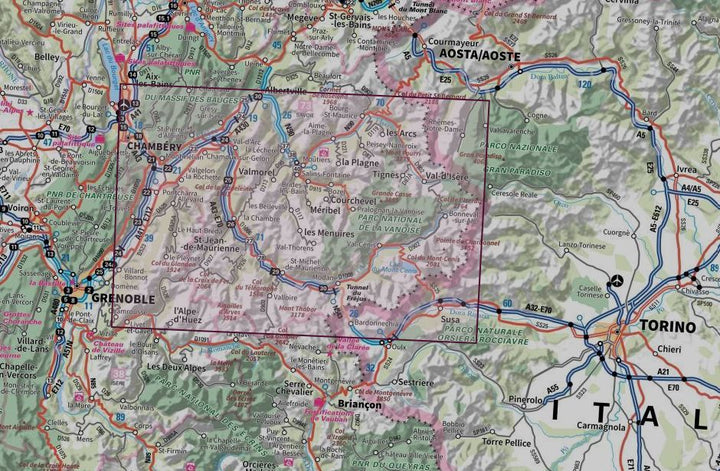 Carte murale en relief - Belledonne & Vanoise - 113 x 80 cm | IGN carte en relief IGN 