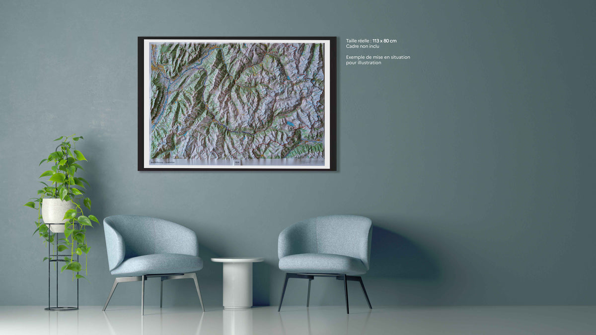 Carte murale en relief - Belledonne & Vanoise - 113 x 80 cm | IGN carte en relief IGN 