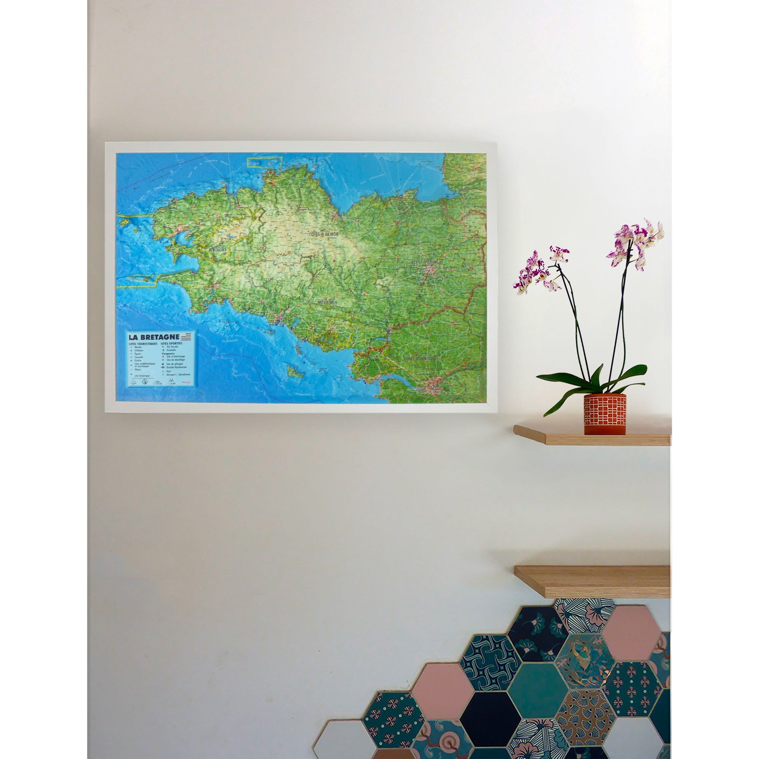 Carte murale en relief - Bretagne - 61 cm x 41 cm | 3D Map carte en relief 3D Map 