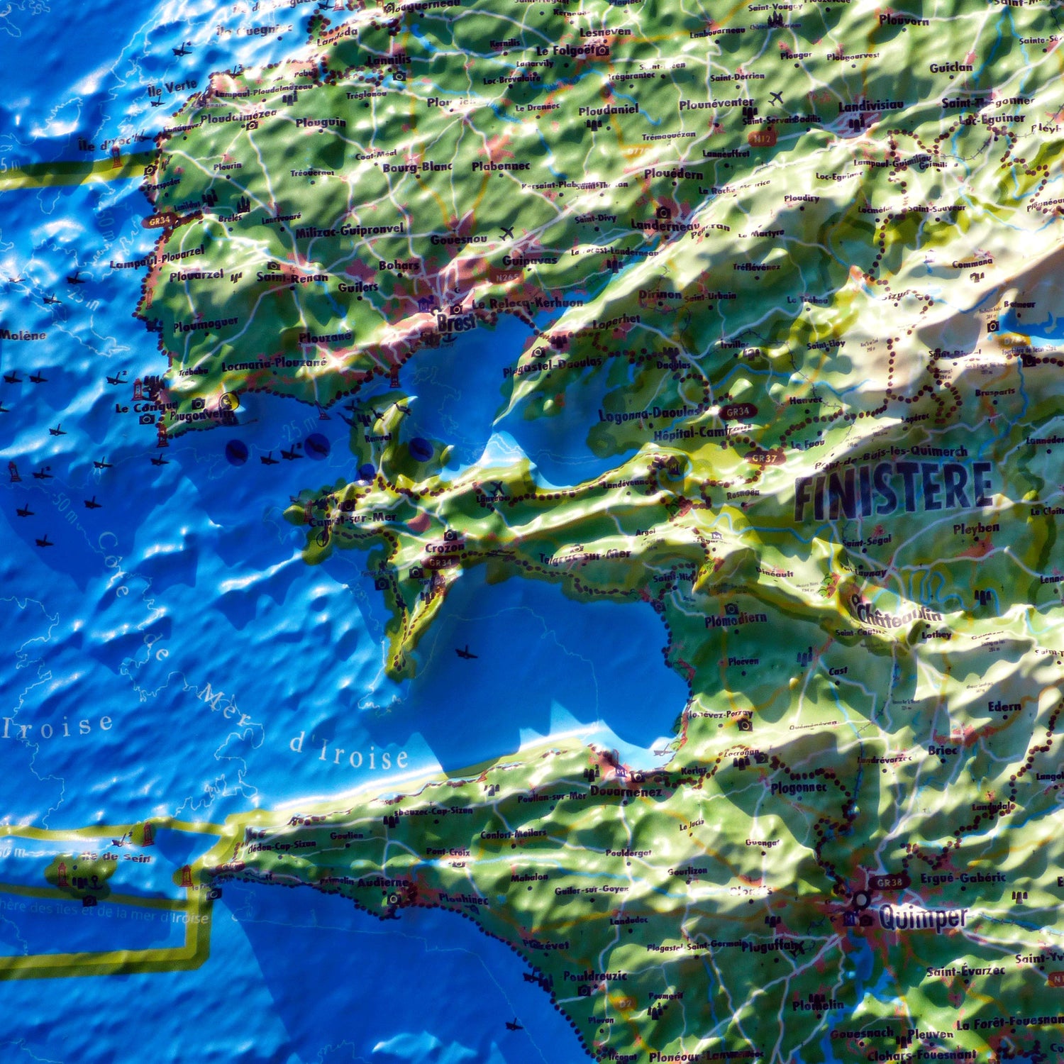 Carte murale en relief - Bretagne - 61 cm x 41 cm | 3D Map carte en relief 3D Map 