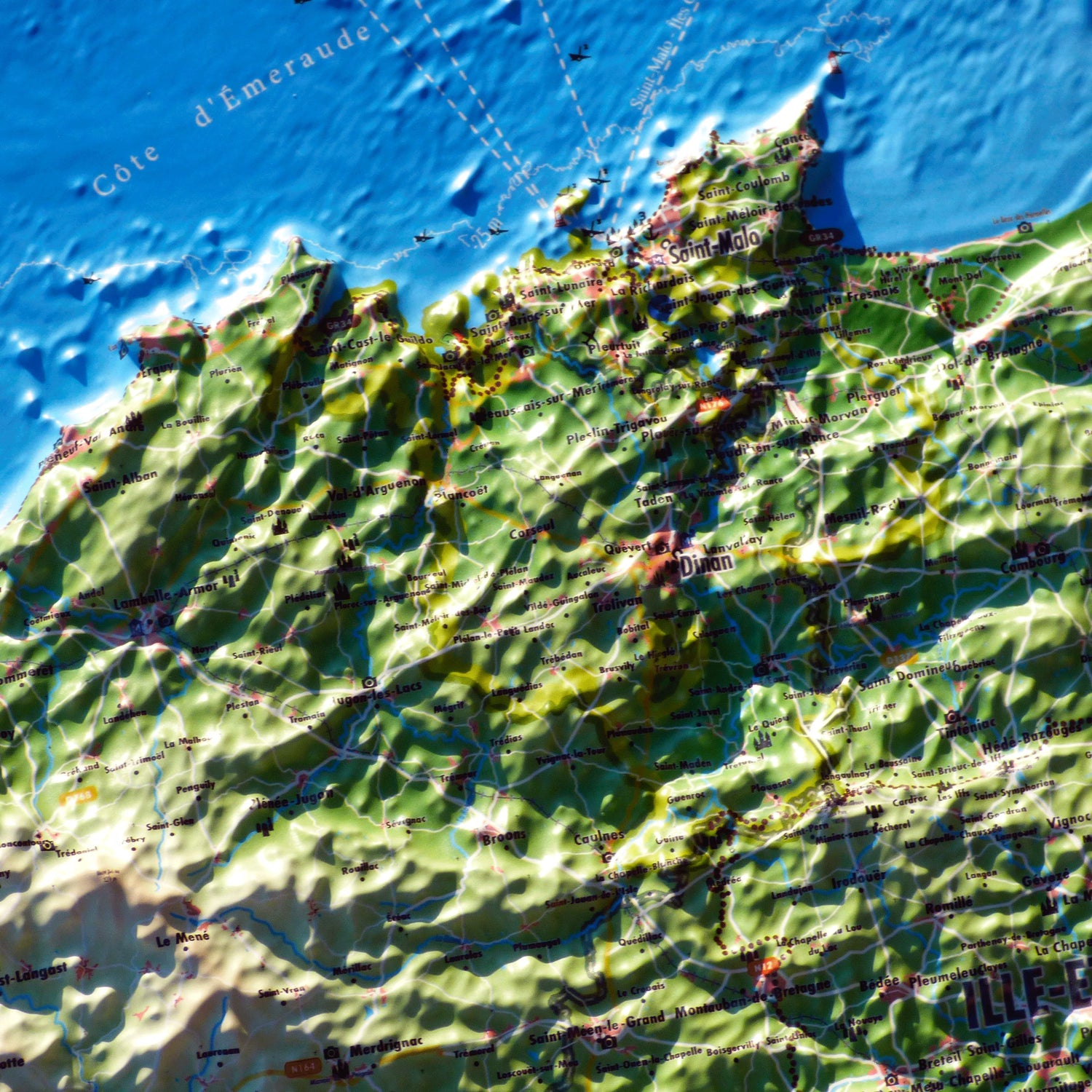 Carte murale en relief - Bretagne - 61 cm x 41 cm | 3D Map carte en relief 3D Map 