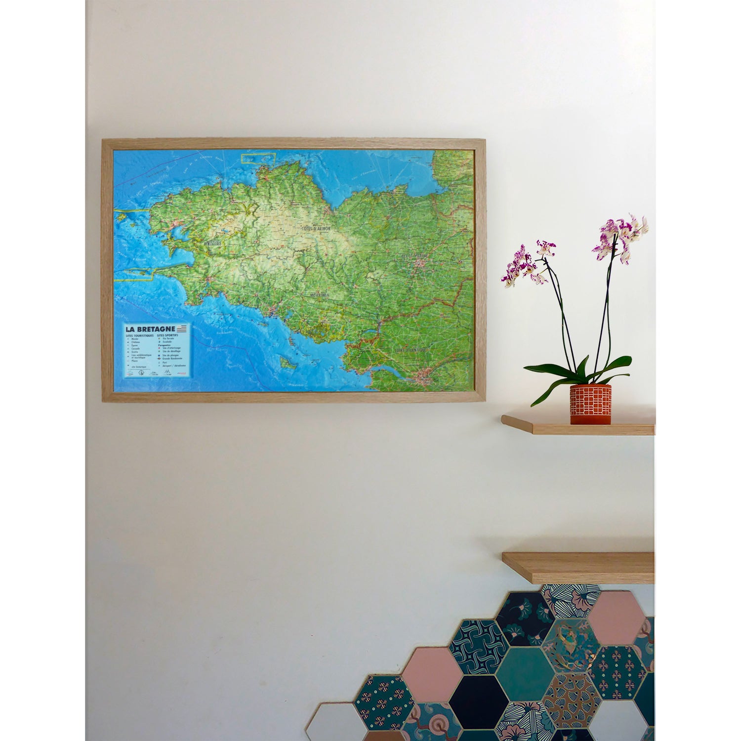Carte murale en relief - Bretagne - 61 cm x 41 cm | 3D Map carte en relief 3D Map 