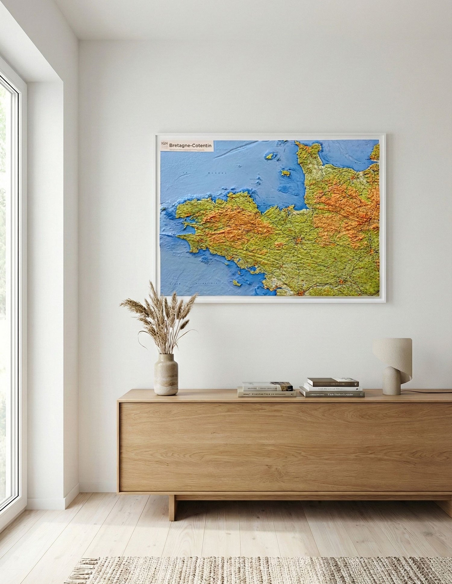 Carte murale en relief - Bretagne & Cotentin - 80 x 113 cm | IGN carte en relief IGN 