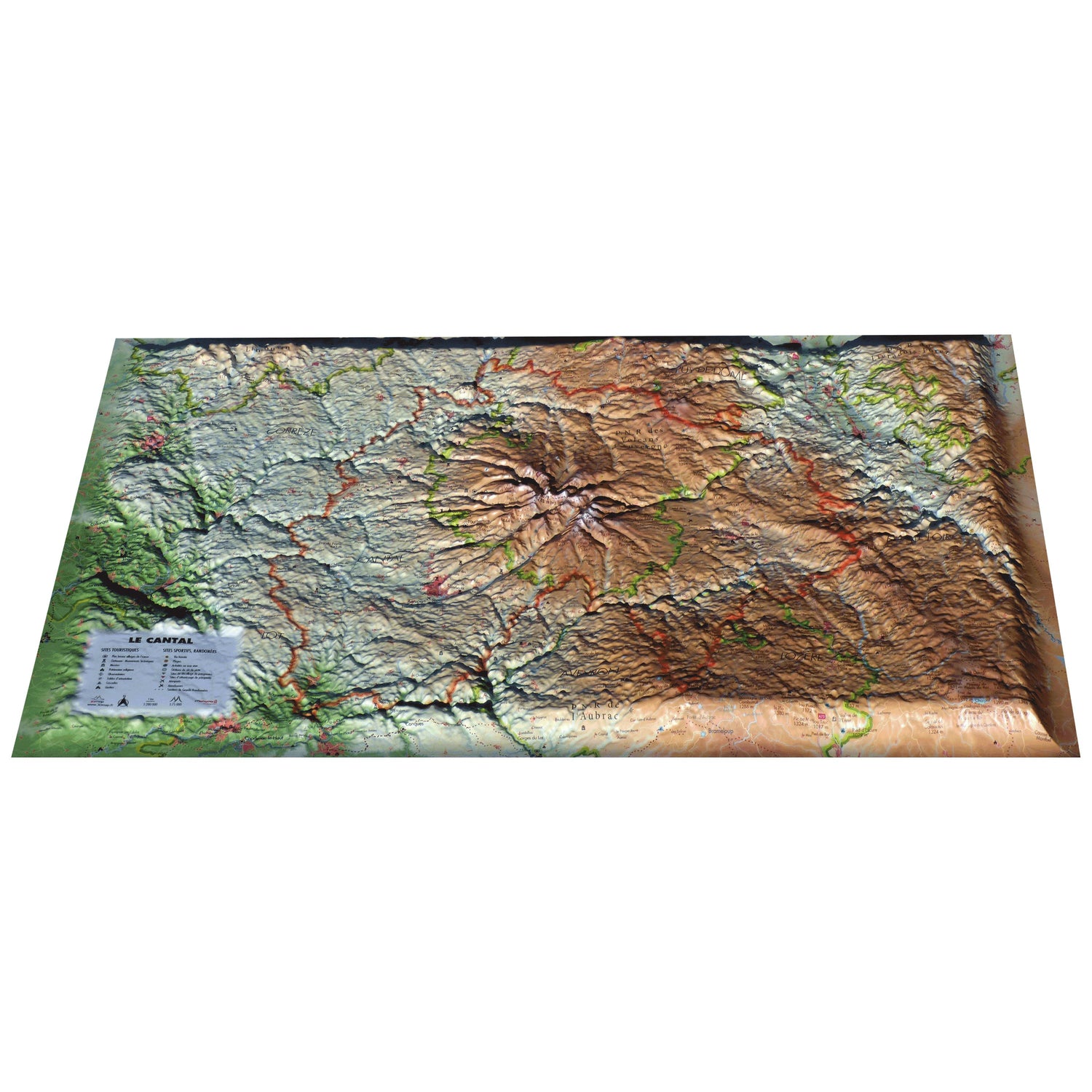 Carte murale en relief - Cantal - 61 cm x 41 cm | 3D Map carte en relief 3D Map