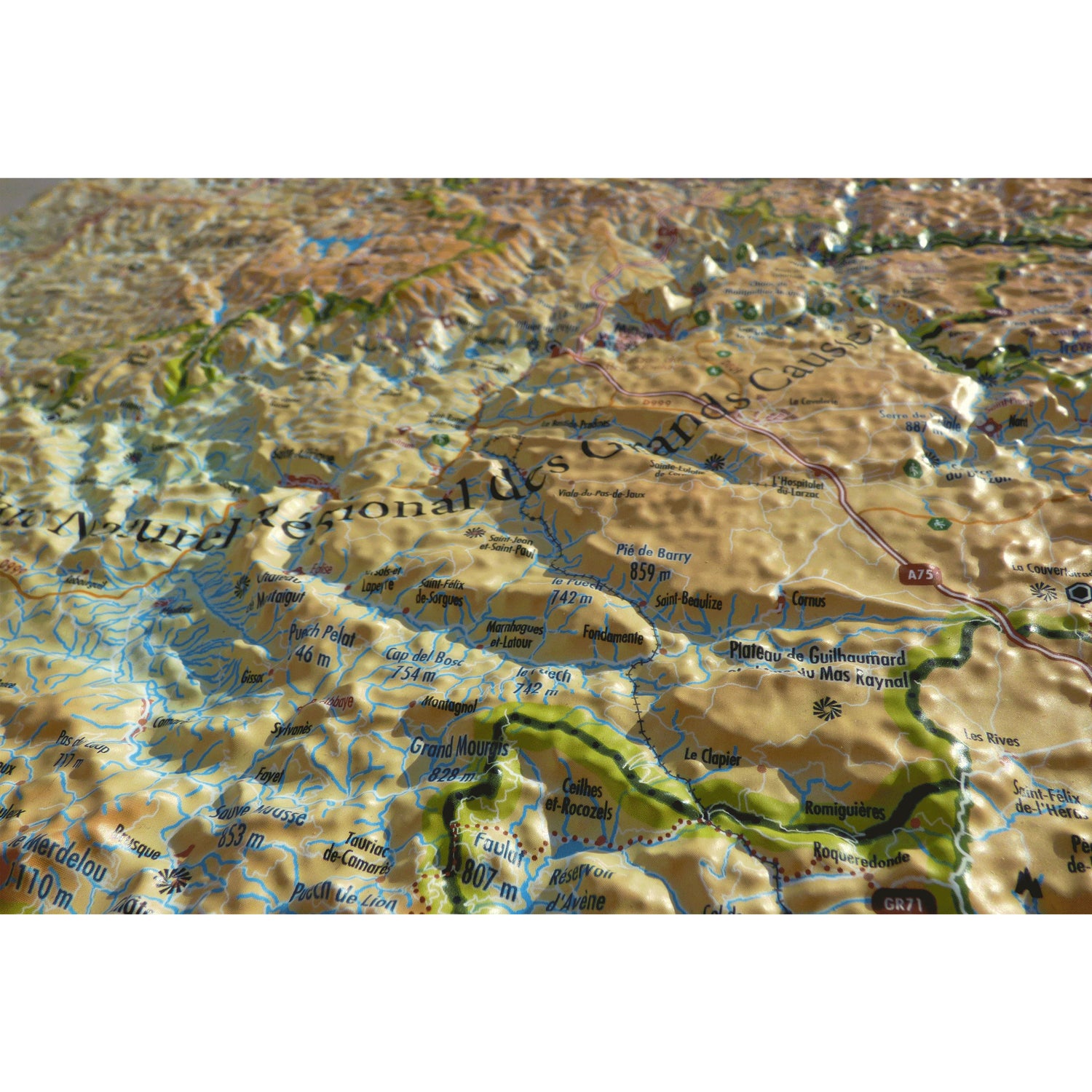 Carte murale en relief - Cévennes et Grands Causses - 61 cm x 41 cm | 3D Map carte en relief 3D Map