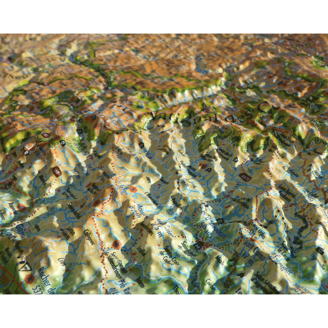 Carte murale en relief - Cévennes et Grands Causses - 61 cm x 41 cm | 3D Map carte relief 3D Map 
