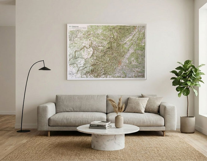 Carte murale en relief - Cévennes, Gorges du Tarn et de l'Ardèche - 80 x 113 cm | IGN carte en relief IGN 