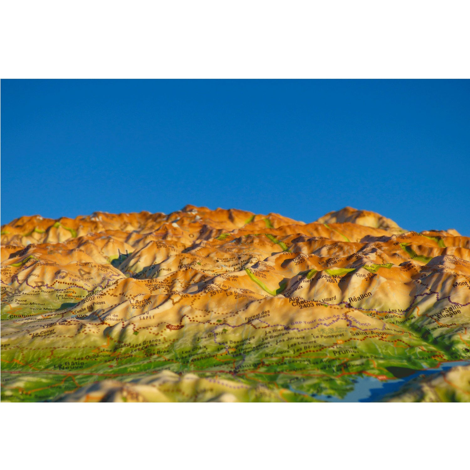 Carte murale en relief - Champsaur, Valgaudemar, Dévoluy - 61 cm x 41 cm | 3D Map carte en relief 3D Map 