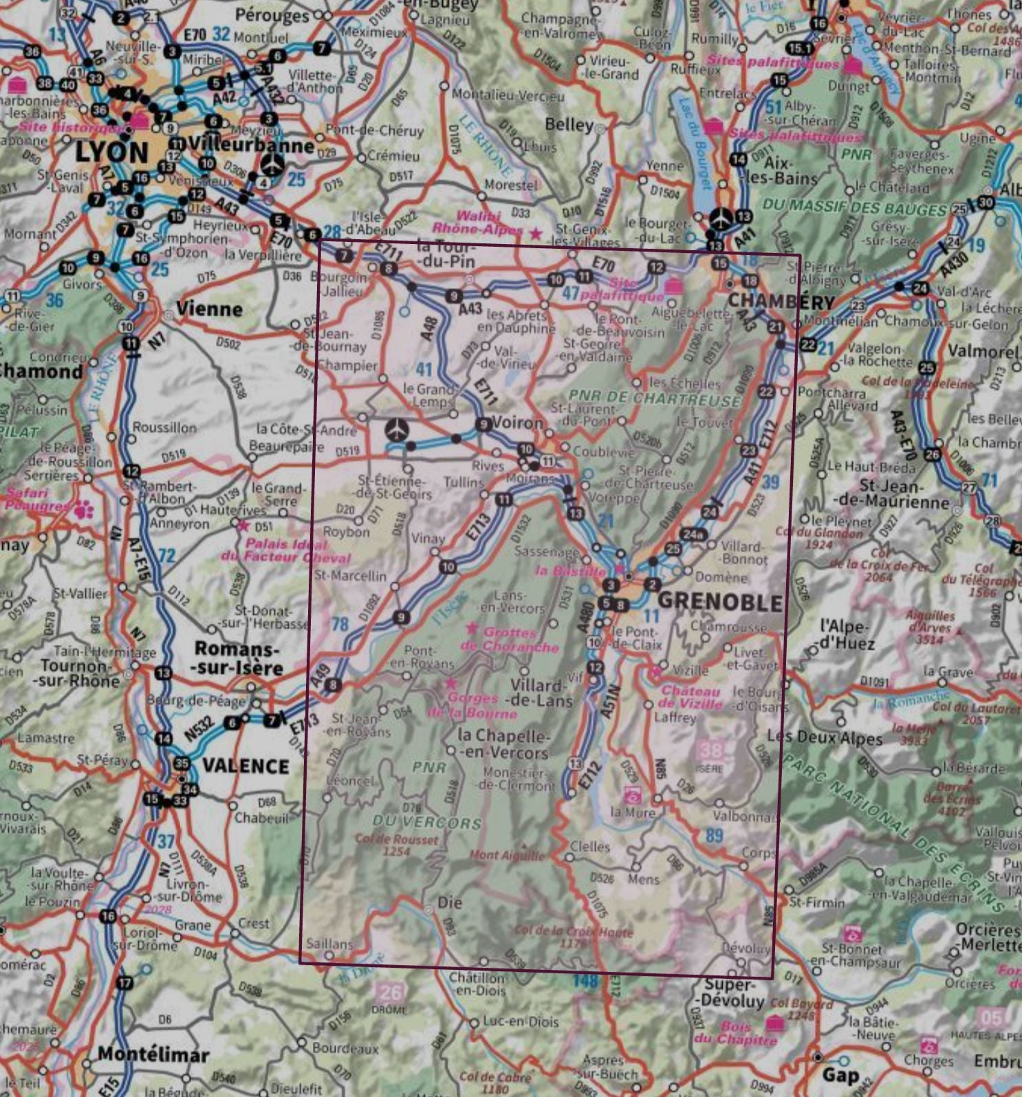 Carte murale en relief - Chartreuse & Vercors - 80 x 113 cm | IGN carte en relief IGN 