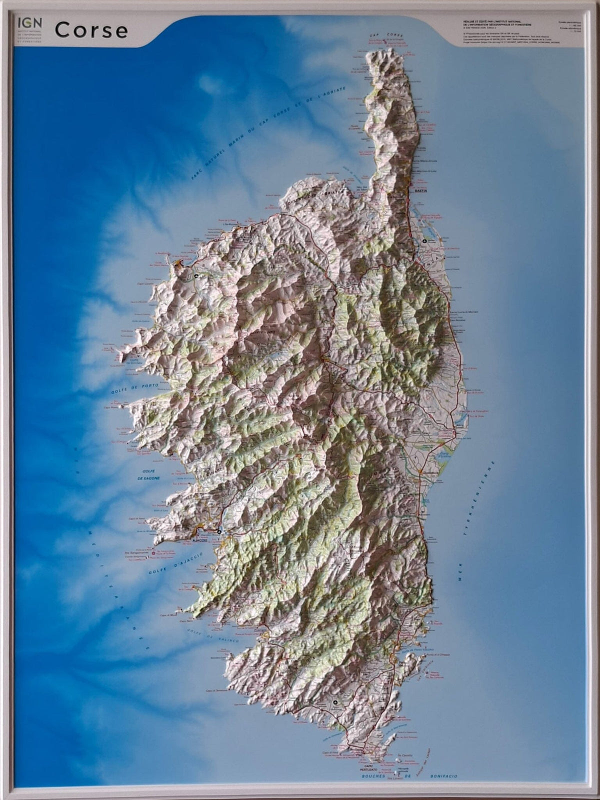 Carte murale en relief - Corse - 80 x 113 cm | IGN carte en relief IGN 