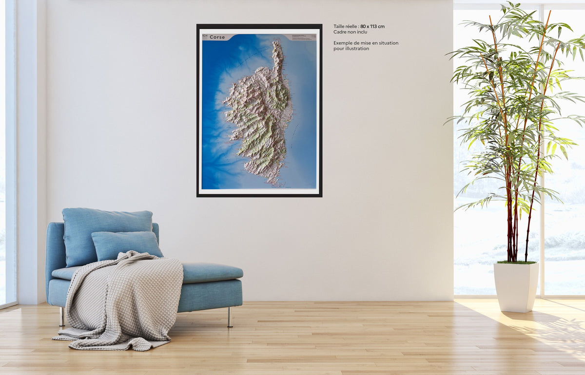 Carte murale en relief - Corse - 80 x 113 cm | IGN carte en relief IGN 