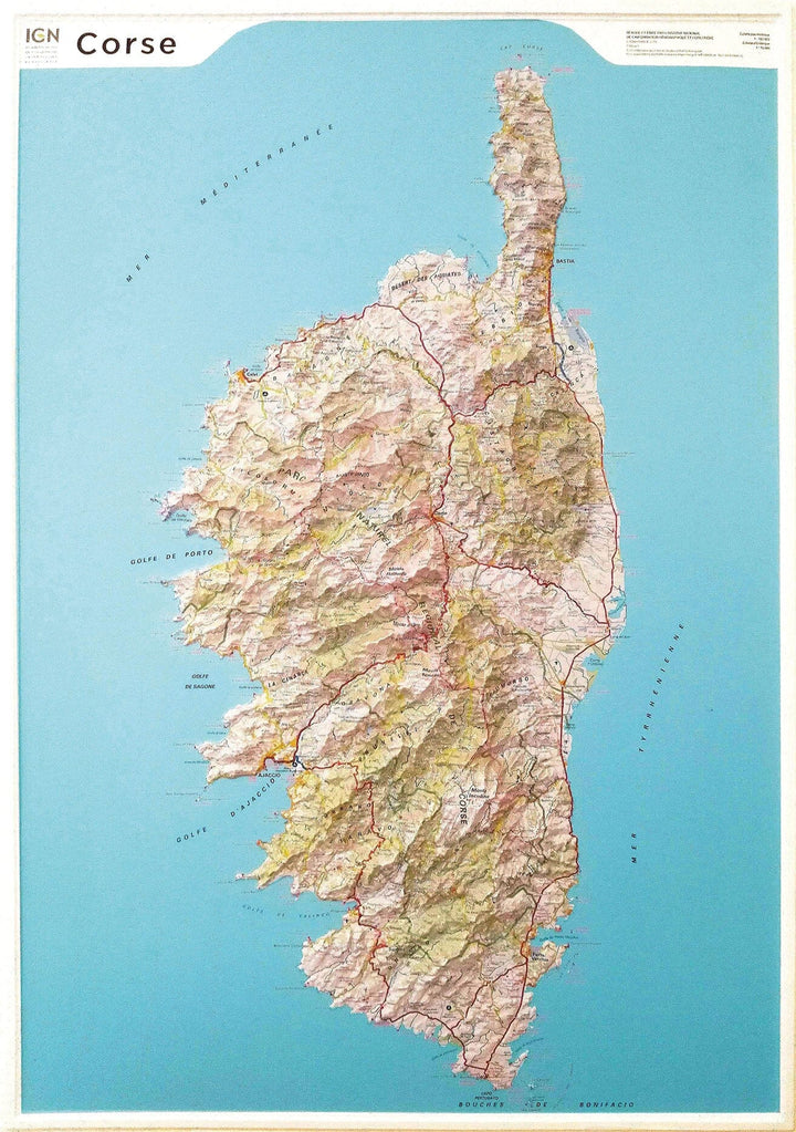 Carte murale en relief - Corse - 80 x 113 cm | IGN carte en relief IGN 