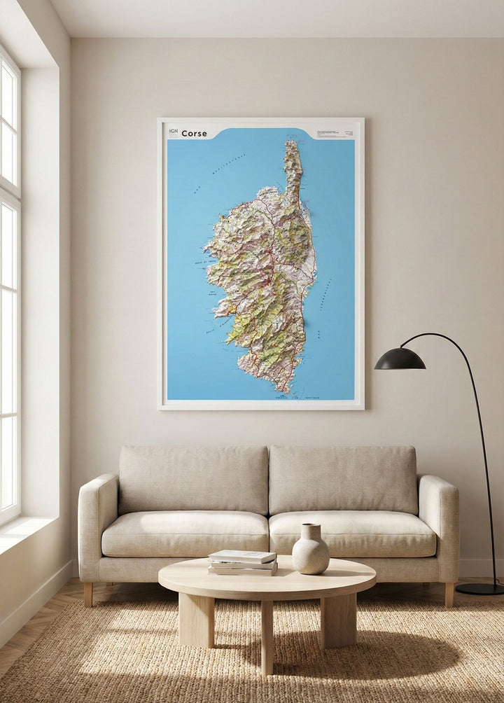 Carte murale en relief - Corse - 80 x 113 cm | IGN carte en relief IGN 