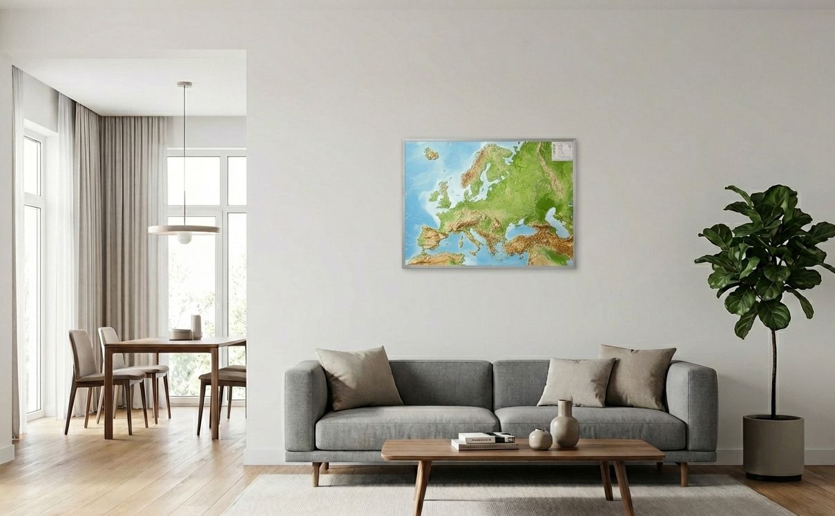 Carte murale en relief de l'Europe - 77 x 57 cm - en anglais | Georelief carte en relief Georelief 