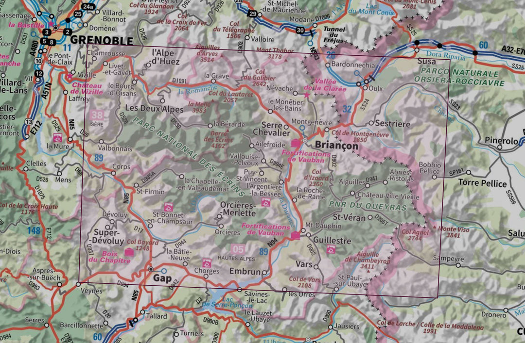 Carte murale en relief - Écrins & Queyras - 113 x 80 cm | IGN carte en relief IGN 