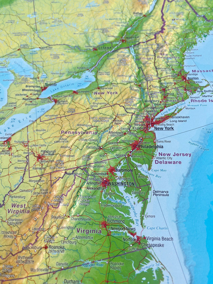 Carte murale en relief - États-Unis (en anglais) - 77 x 57 cm | Georelief carte en relief Georelief 