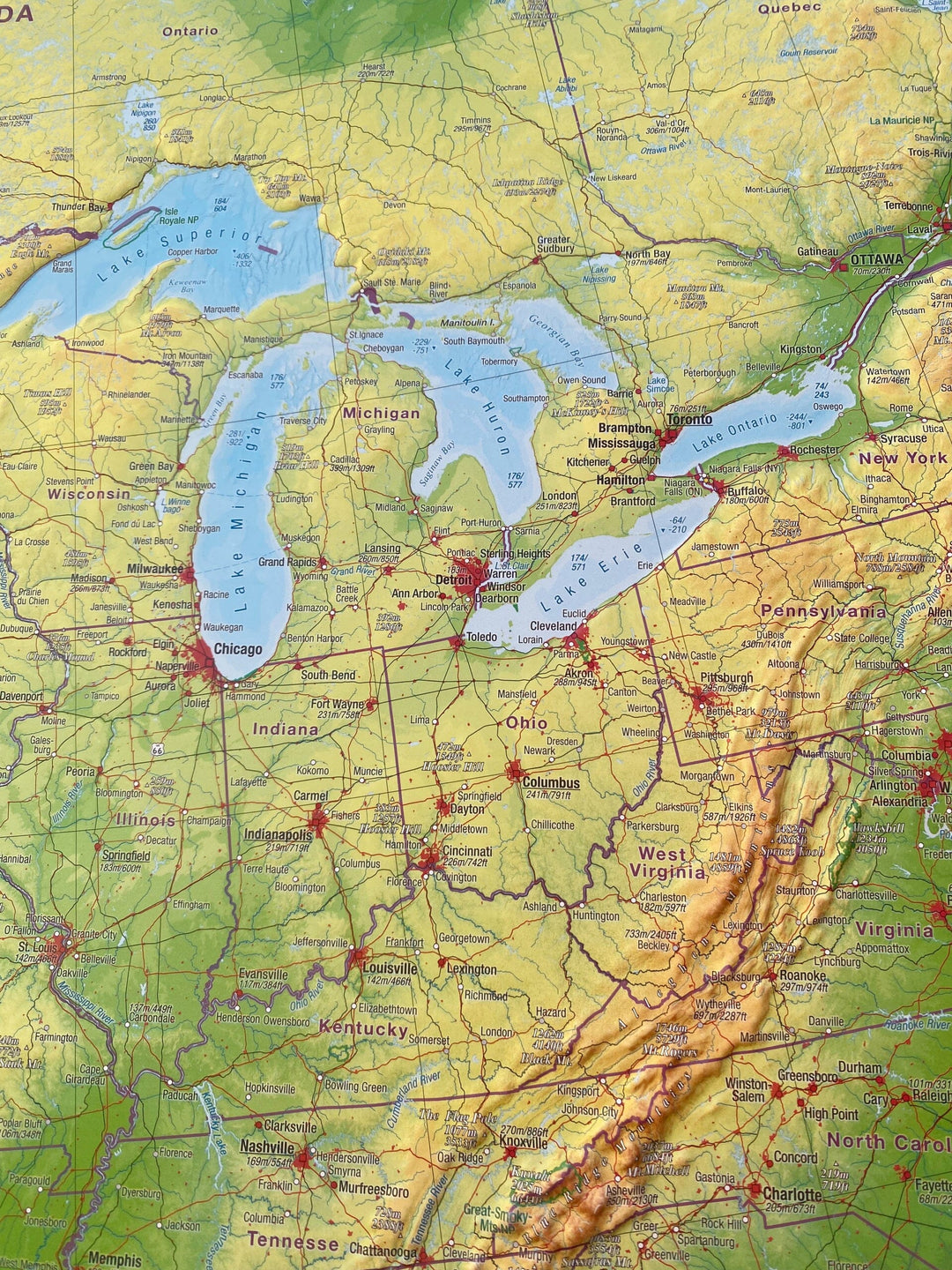 Carte murale en relief - États-Unis (en anglais) - 77 x 57 cm | Georelief carte en relief Georelief 