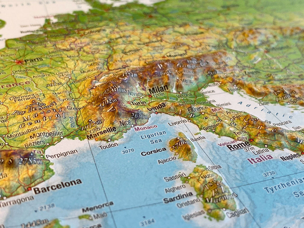 Carte murale en relief - Europe (en anglais) - 39 x 29 cm | Georelief carte relief petit format Georelief 
