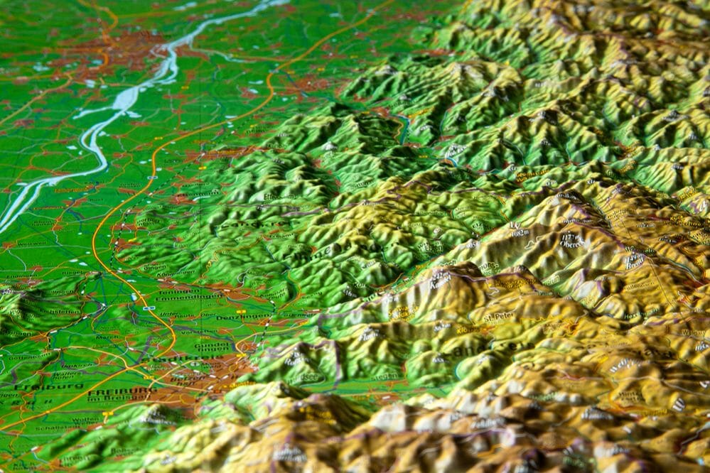 Carte murale en relief - Forêt Noire - 77 x 57 cm | Georelief carte en relief Georelief 