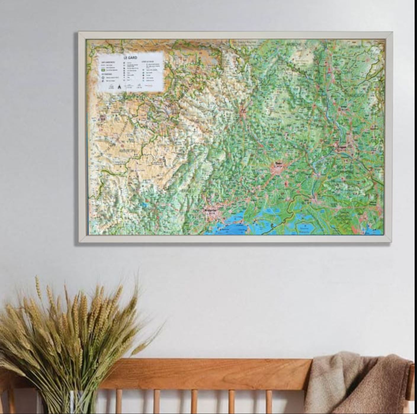 Carte murale en relief - Gard - 61 cm x 41 cm | 3D Map carte en relief 3D Map