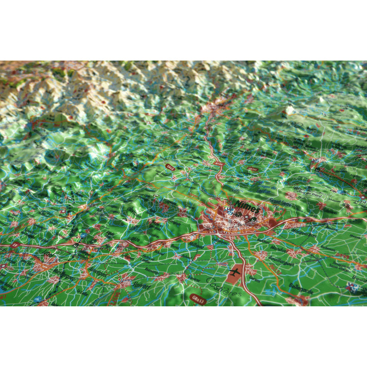 Carte murale en relief - Gard - 61 cm x 41 cm | 3D Map carte relief 3D Map 