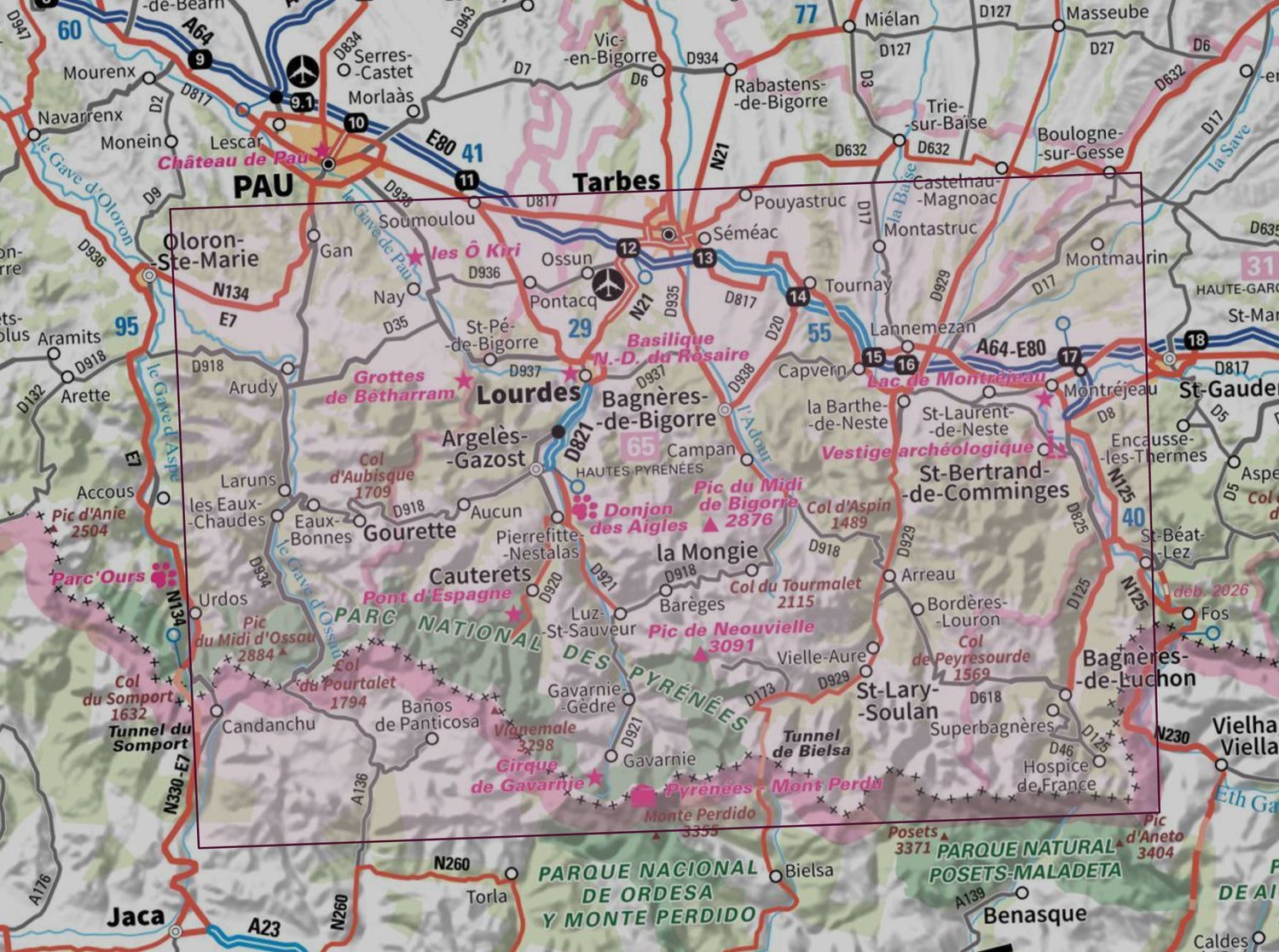 Carte murale en relief - Hautes Pyrénées - 113 x 80 cm | IGN carte en relief IGN 