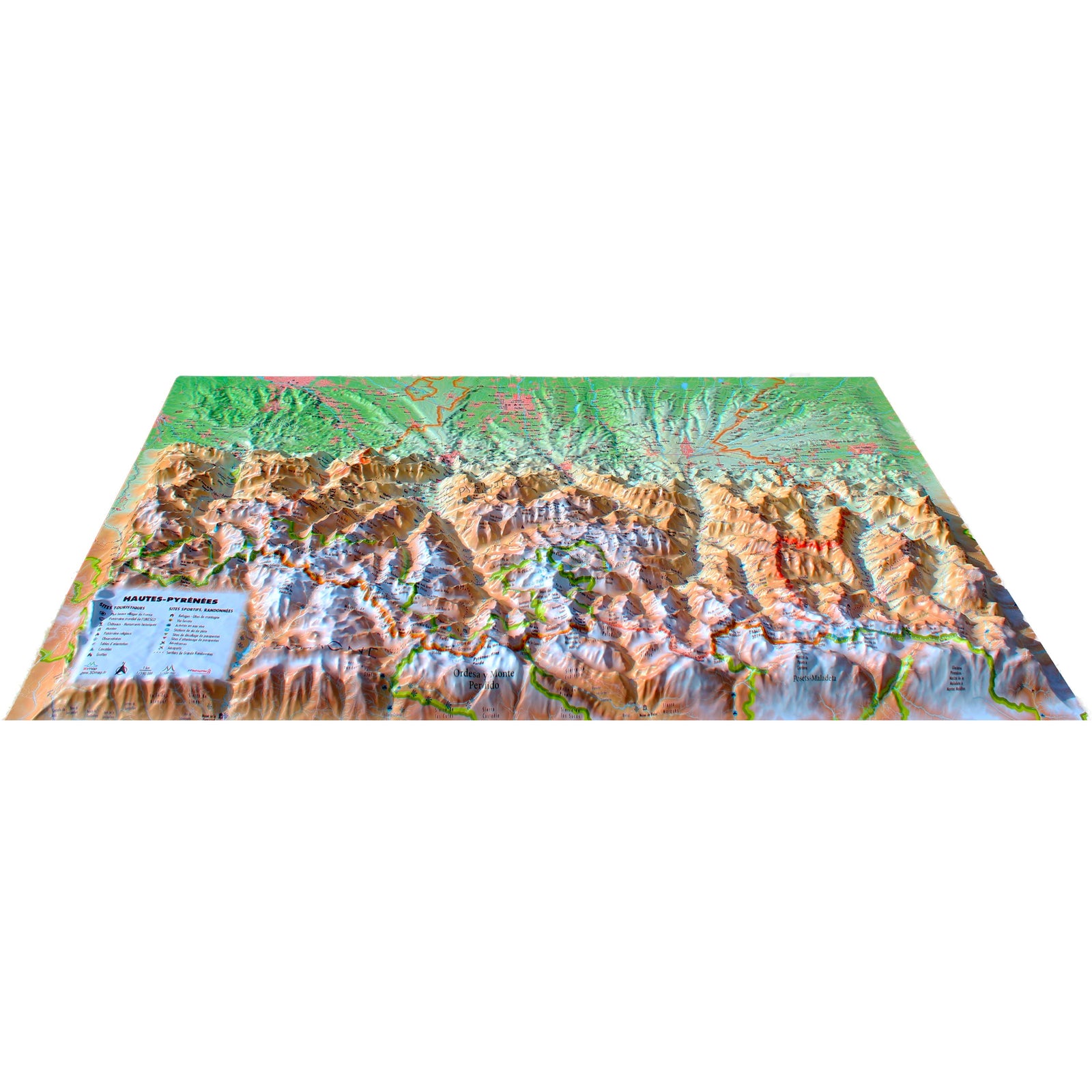 Carte murale en relief - Hautes-Pyrénées - 61 cm x 41 cm | 3D Map carte en relief 3D Map