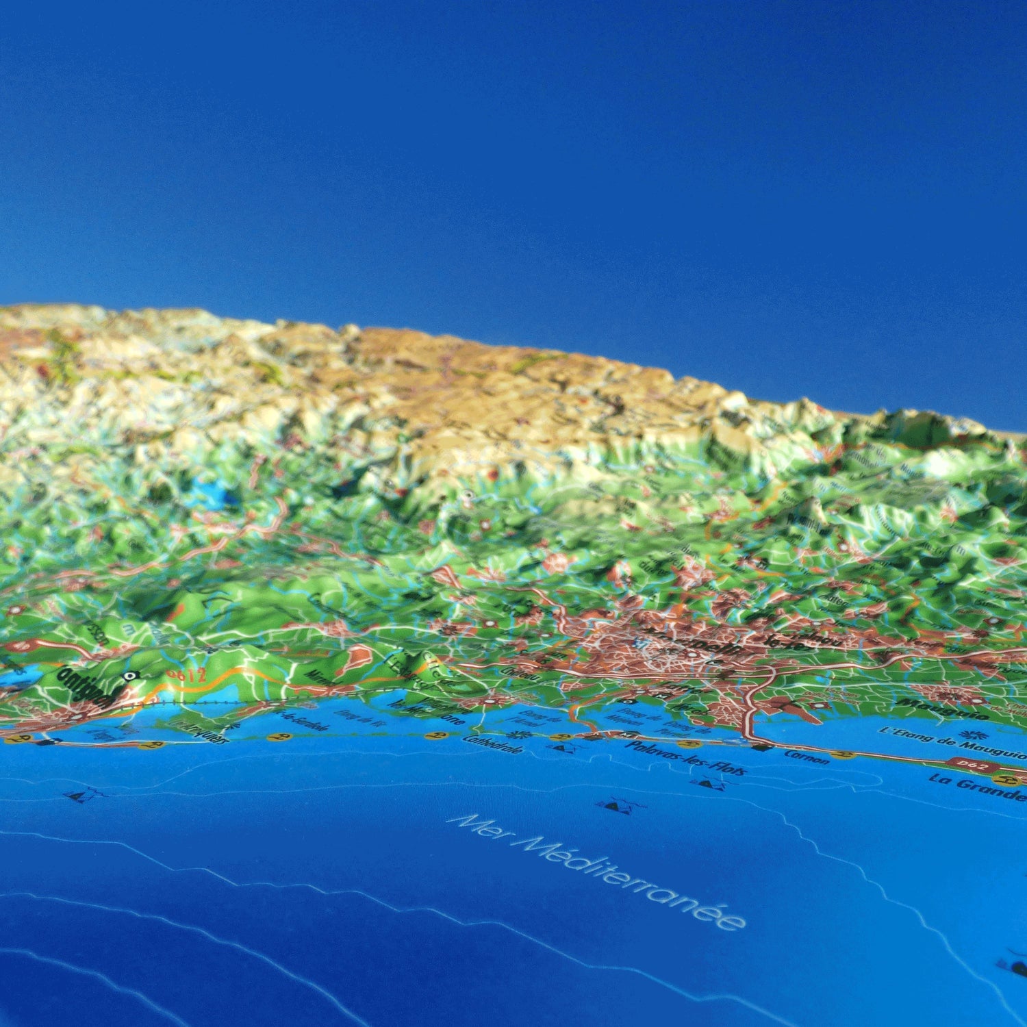 Carte murale en relief - Hérault - 61 cm x 41 cm | 3D Map carte en relief 3D Map