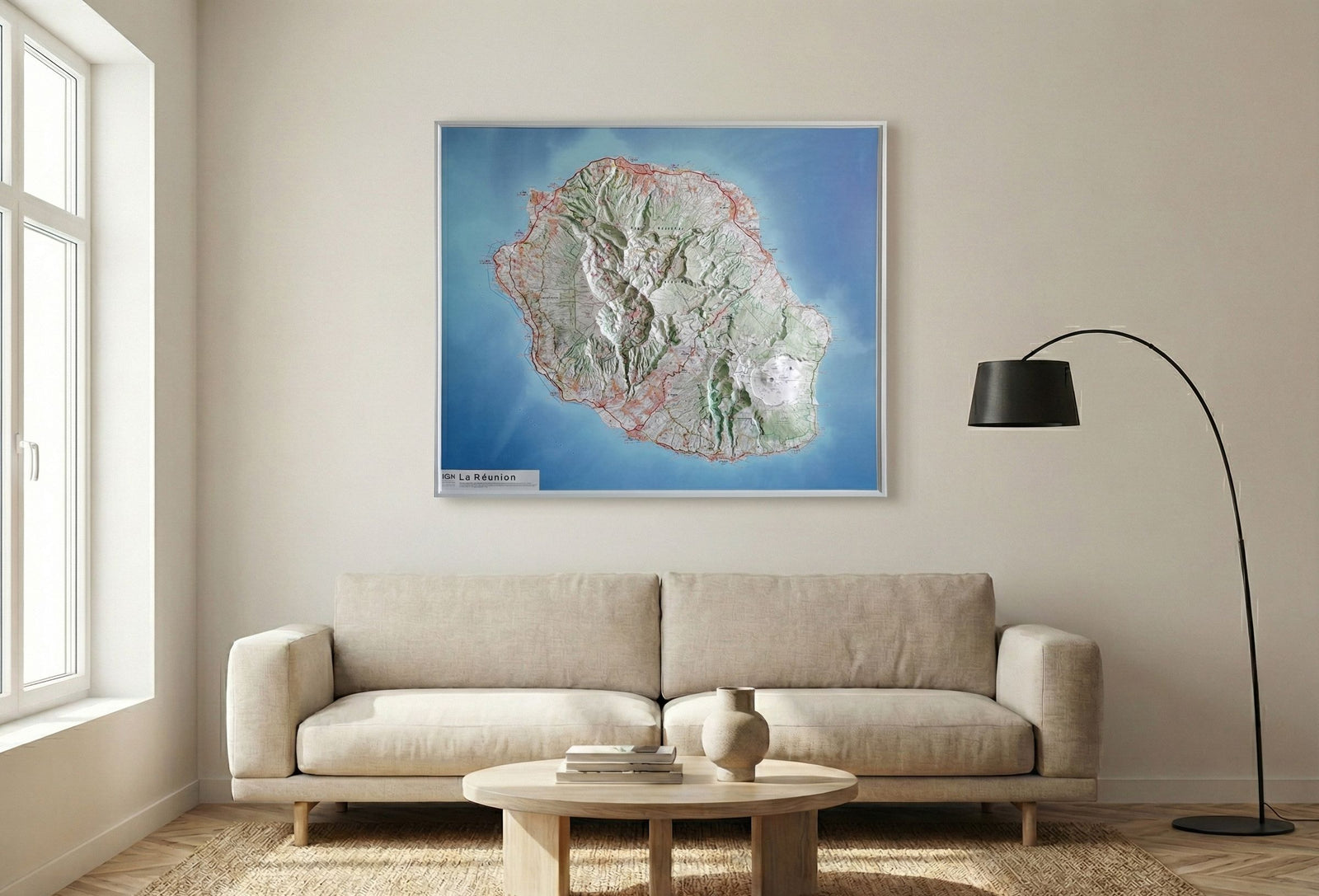 Carte murale en relief - Ile de la Réunion - 113 x 93 cm | IGN carte en relief IGN 