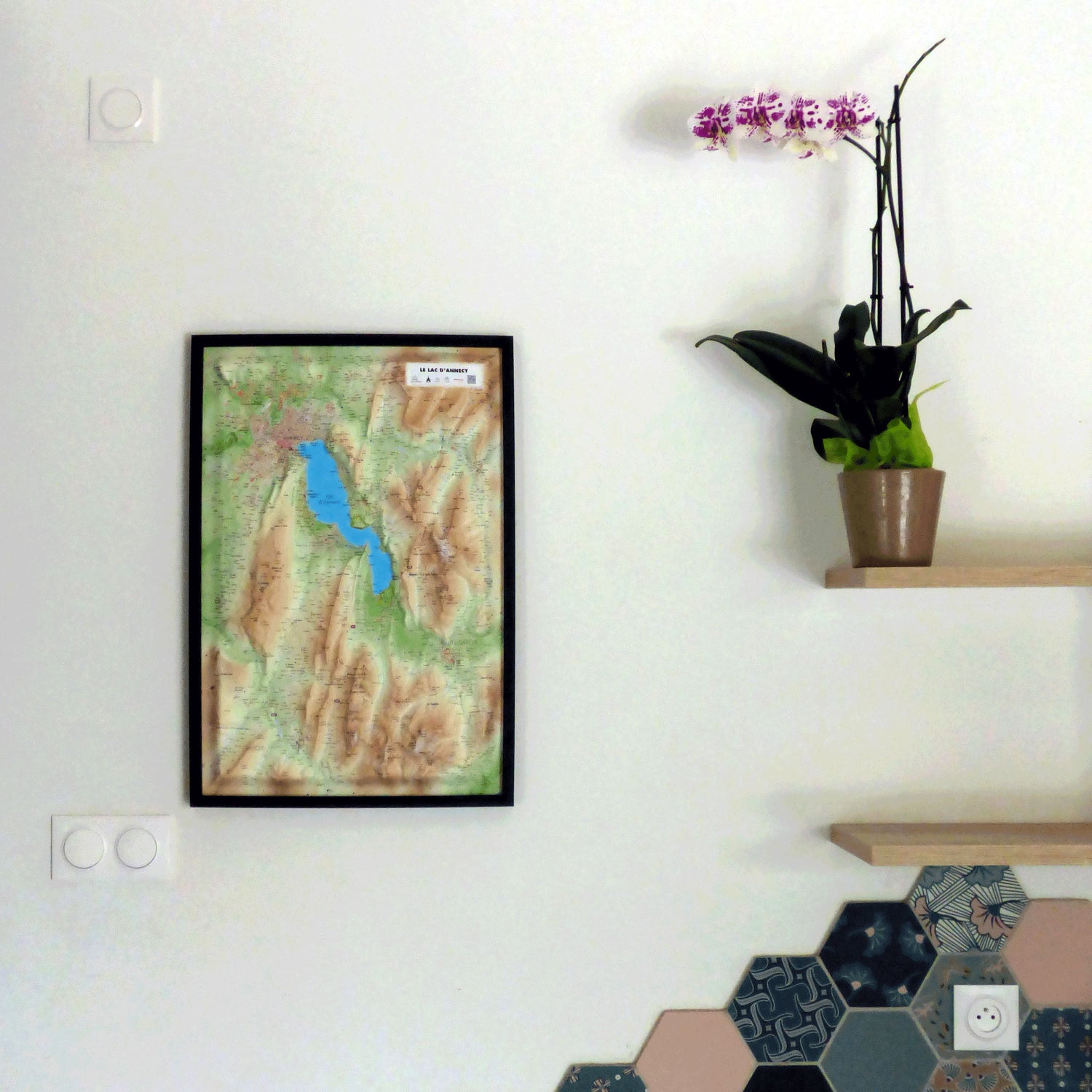 Carte murale en relief - Lac d'Annecy - 61 cm x 41 cm | 3D Map carte en relief 3D Map