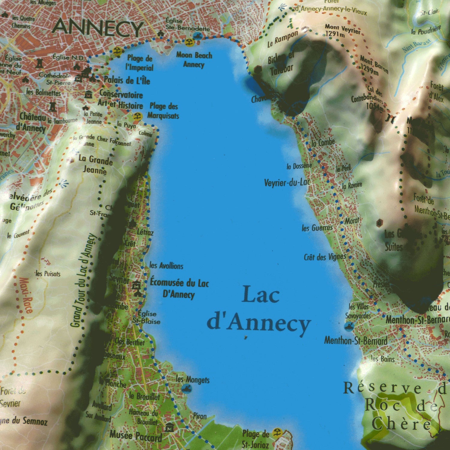 Carte murale en relief - Lac d'Annecy - 61 cm x 41 cm | 3D Map carte en relief 3D Map