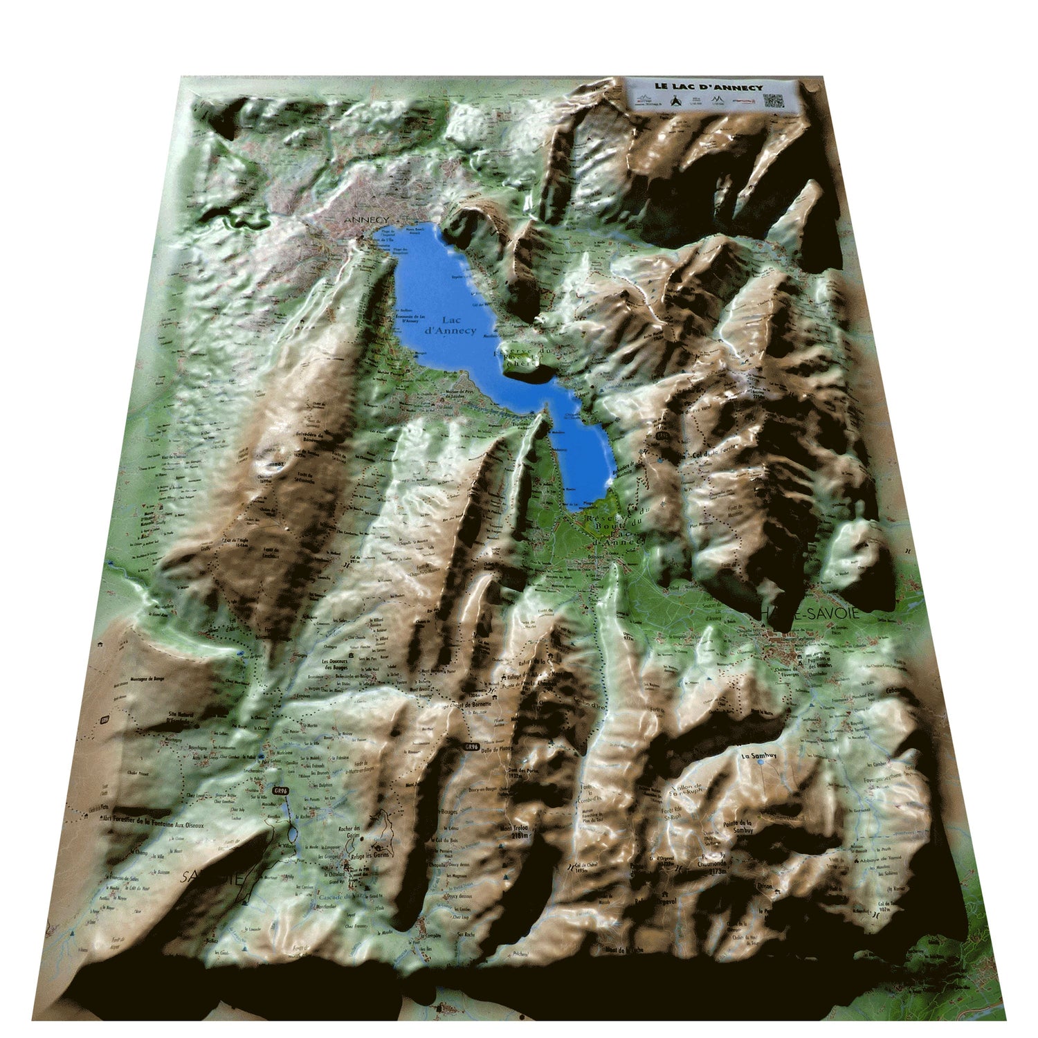 Carte murale en relief - Lac d'Annecy - 61 cm x 41 cm | 3D Map carte en relief 3D Map