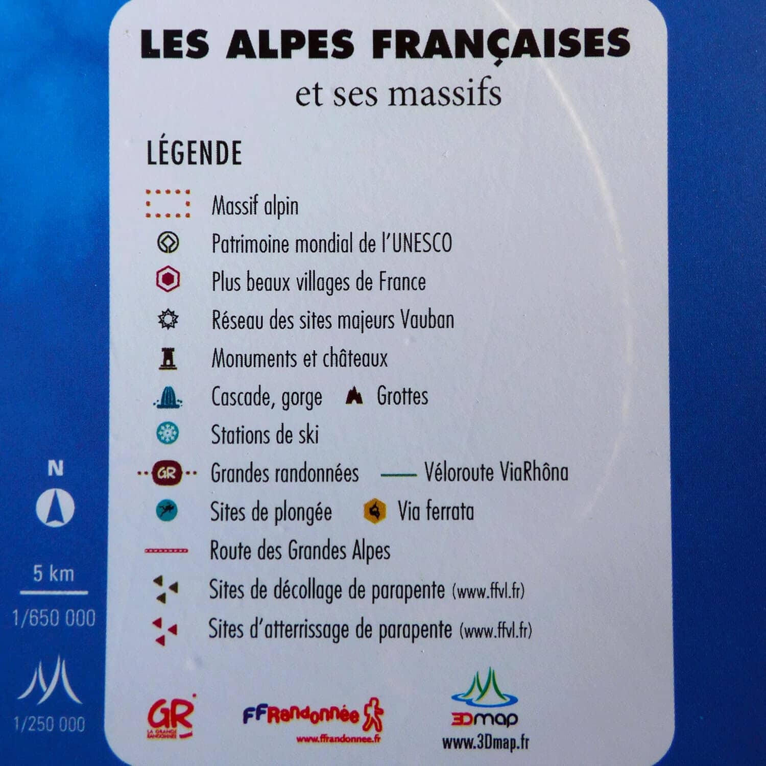 Carte murale en relief - Les Alpes Françaises et ses massifs alpins - 41 cm x 61 cm | 3D Map carte en relief 3D Map
