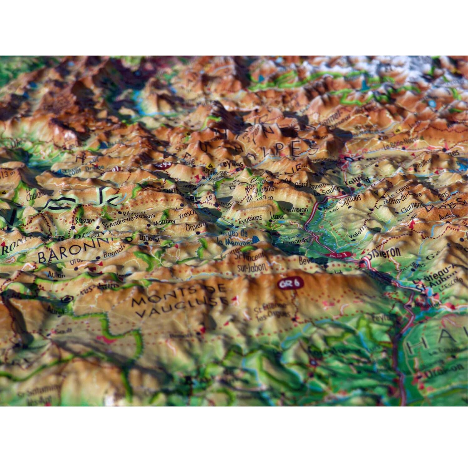 Carte murale en relief - Les Alpes Françaises et ses massifs alpins - 41 cm x 61 cm | 3D Map carte en relief 3D Map