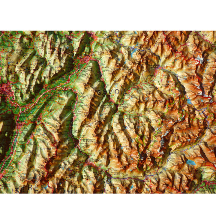 Carte murale en relief - les deux Savoies - 41 cm x 61 cm | 3D Map carte en relief 3D Map 