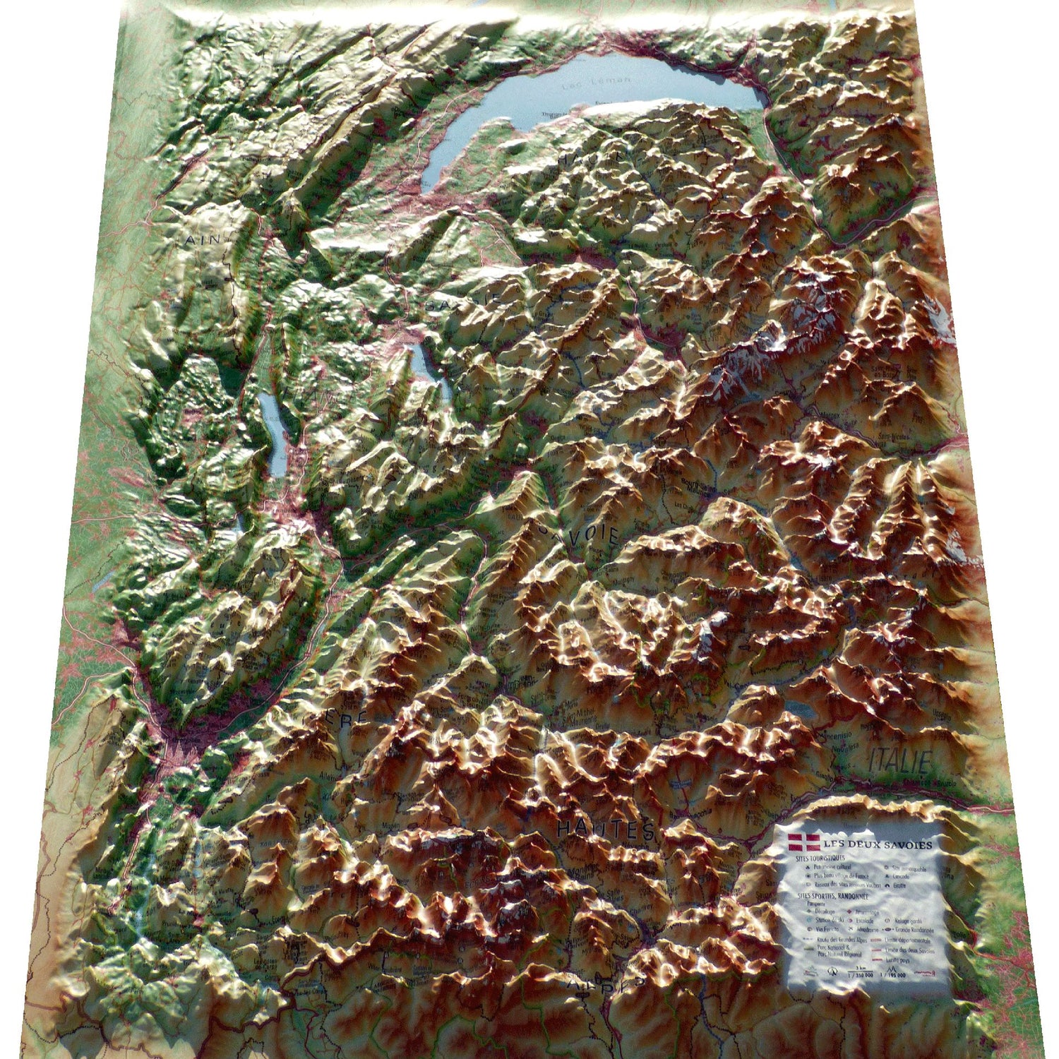 Carte murale en relief - les deux Savoies - 41 cm x 61 cm | 3D Map carte en relief 3D Map 