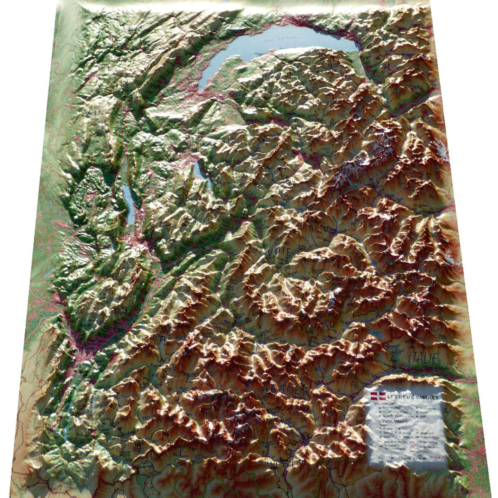 Carte murale en relief - les deux Savoies - 41 cm x 61 cm | 3D Map carte en relief 3D Map 