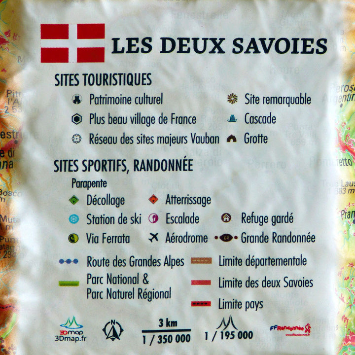 Carte murale en relief - les deux Savoies - 41 cm x 61 cm | 3D Map carte en relief 3D Map 