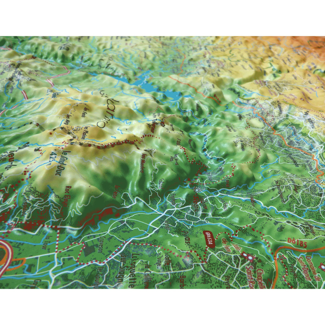Carte murale en relief - Massif de l'Estérel et Pays de Fayence - 41 cm x 61 cm | 3D Map carte relief 3D Map 